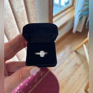 Women’s Engagement Ring, 3 Carat Center, Oval Cut, Simulated Diamonds, 7.5 Size